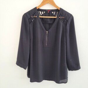💘Bongo Black Lightweight Blouse Zipper Front Size Medium